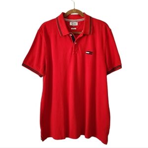 Tommy Hilfiger Custom Fit Short Sleeve Red Polo Shirt Size Men's Large
